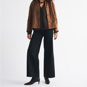 Abercrombie and Fitch High Rise Wide Leg Black Jeans Denim Pants Womens 33 Short